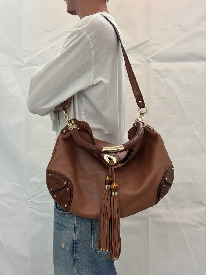SS2008 Gucci Brown Leather Indy Handle Bag by Frida Giannini kPothSi 3