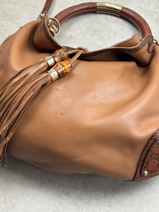 SS2008 Gucci Brown Leather Indy Handle Bag by Frida Giannini kPothSi 9