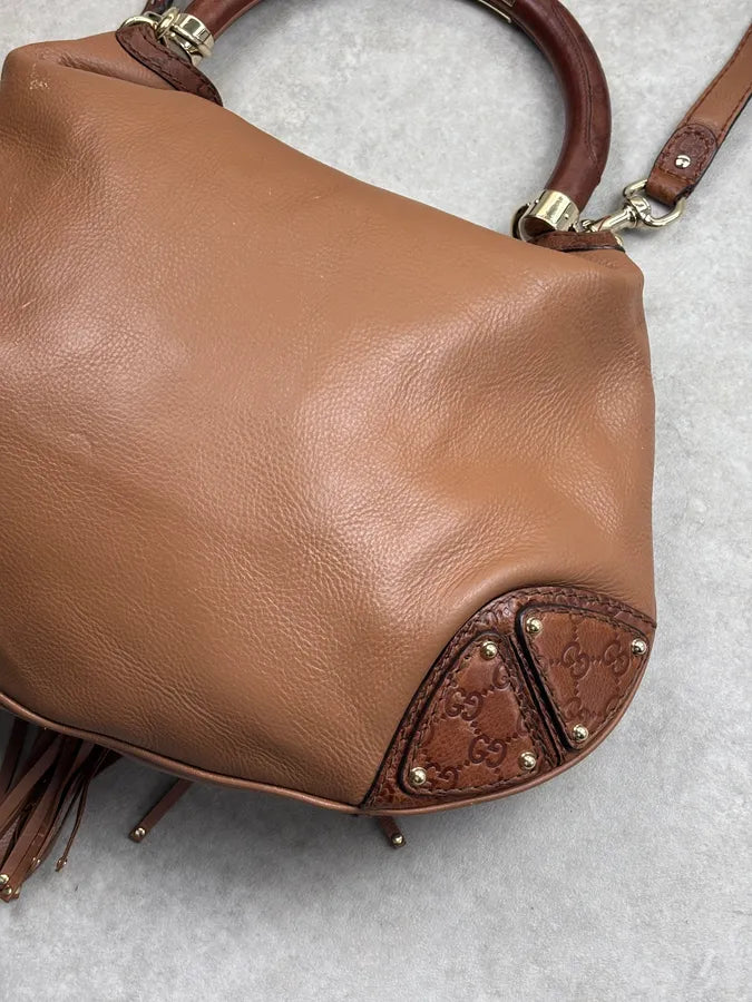 SS2008 Gucci Brown Leather Indy Handle Bag by Frida Giannini kPothSi 13