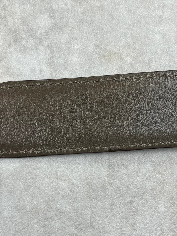 2000s Gucci Dark Brown Leather Logo G-Buckle Belt IDboDgv 5