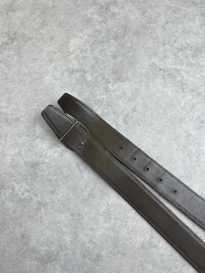 2000s Gucci Dark Brown Leather Logo G-Buckle Belt IDboDgv 3