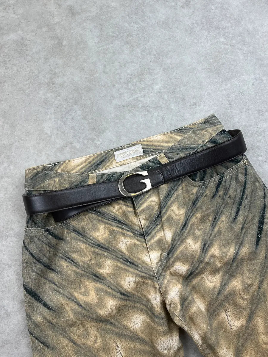 2000s Gucci Dark Brown Leather Logo G-Buckle Belt IDboDgv 0