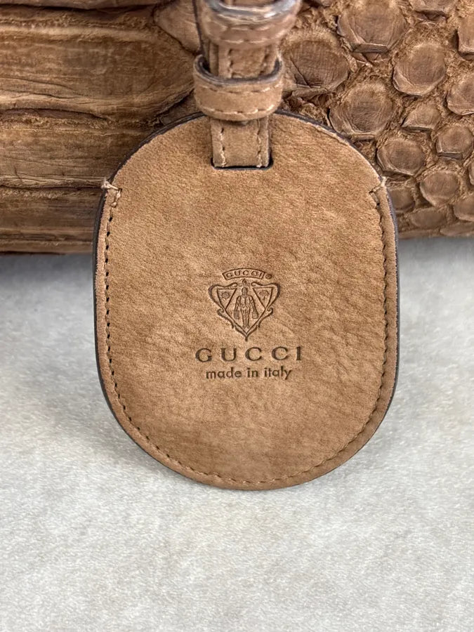 2010s Gucci Brown Leather Python Handle Bag by Frida Giannini GSGTyll 9