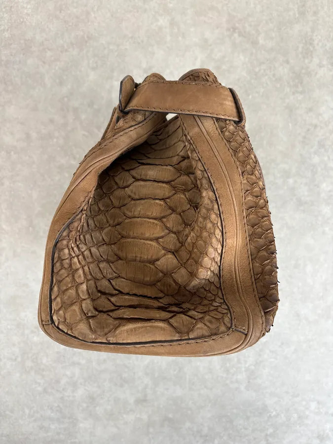 2010s Gucci Brown Leather Python Handle Bag by Frida Giannini GSGTyll 4