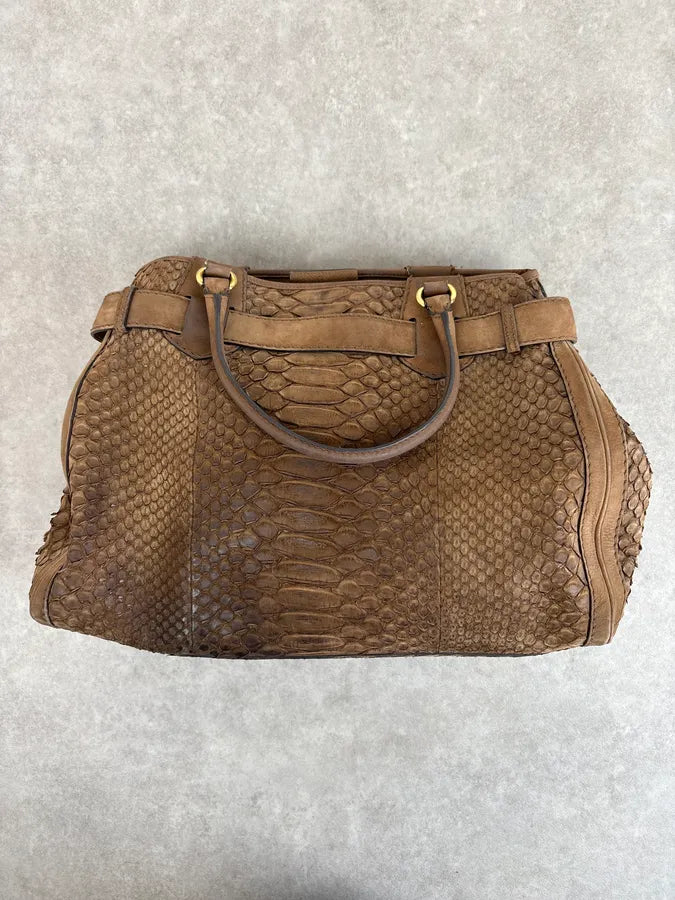2010s Gucci Brown Leather Python Handle Bag by Frida Giannini GSGTyll 5