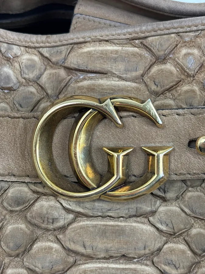 2010s Gucci Brown Leather Python Handle Bag by Frida Giannini GSGTyll 10