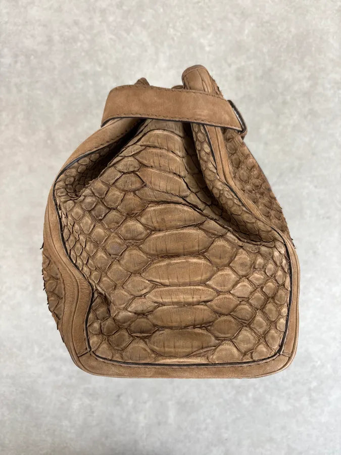 2010s Gucci Brown Leather Python Handle Bag by Frida Giannini GSGTyll 6