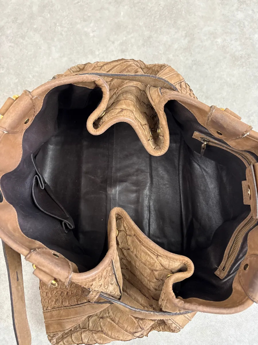 2010s Gucci Brown Leather Python Handle Bag by Frida Giannini GSGTyll 8