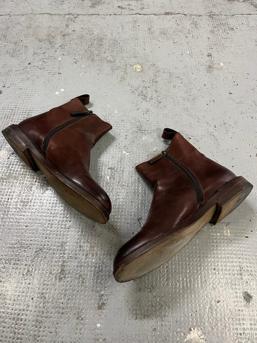 Gucci Brown Leather Side-Zip Boots KKiutih 1