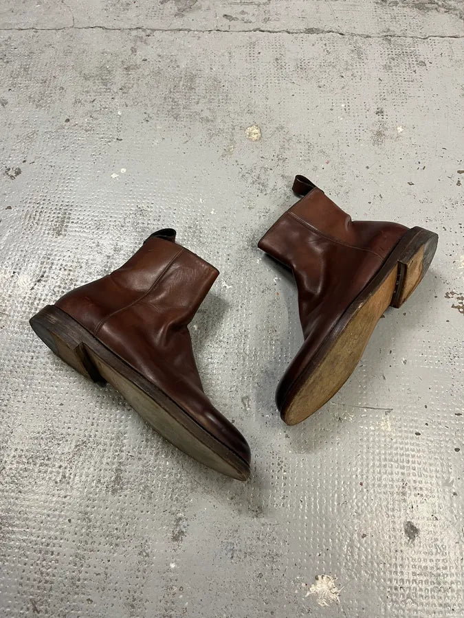 Gucci Brown Leather Side-Zip Boots KKiutih 2