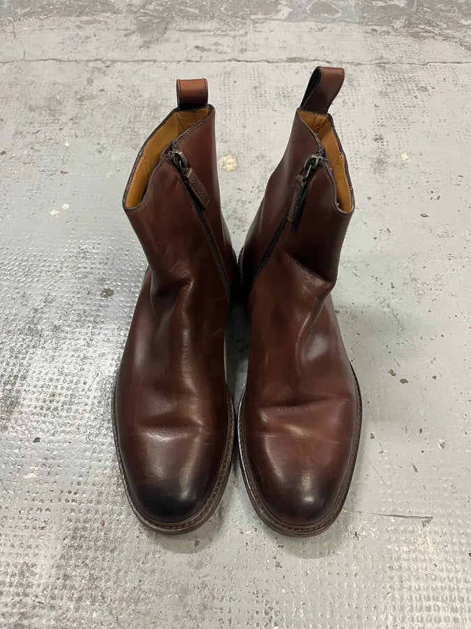 Gucci Brown Leather Side-Zip Boots KKiutih 4