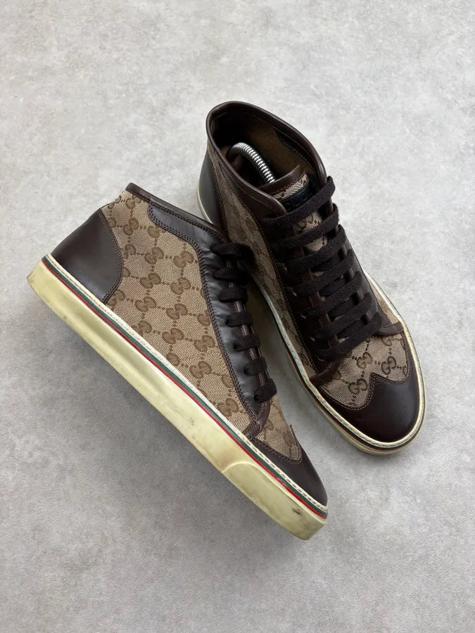 Gucci Brown Monogram Classy Leather Shoes ufeRDME 4
