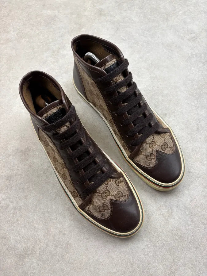 Gucci Brown Monogram Classy Leather Shoes ufeRDME 3