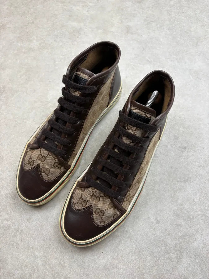 Gucci Brown Monogram Classy Leather Shoes ufeRDME 2