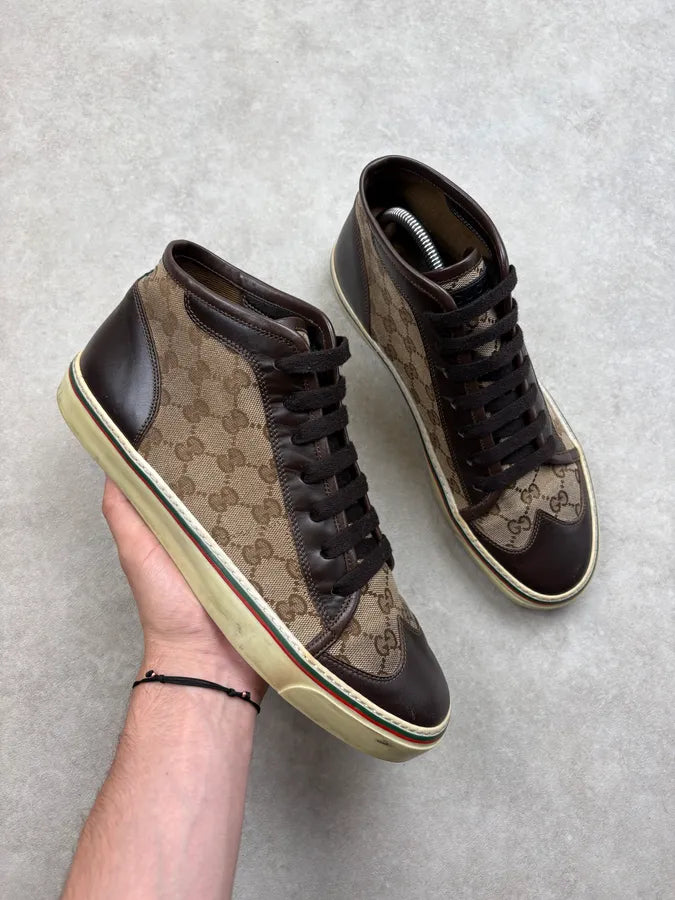 Gucci Brown Monogram Classy Leather Shoes ufeRDME 0