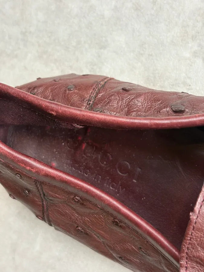 Gucci Brown Ostrich Leather Loafer Shoes olVuoxr 6