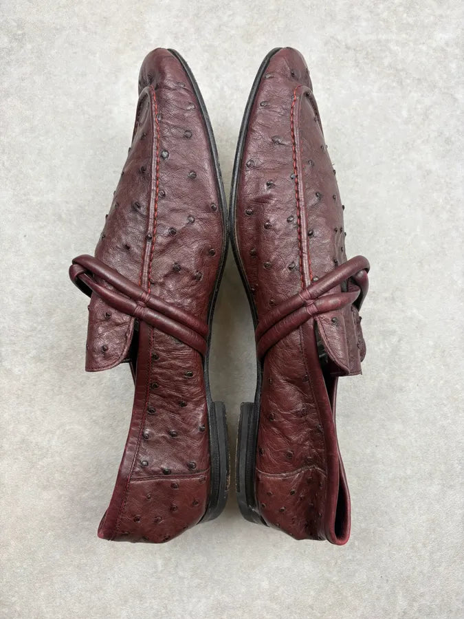 Gucci Brown Ostrich Leather Loafer Shoes olVuoxr 3