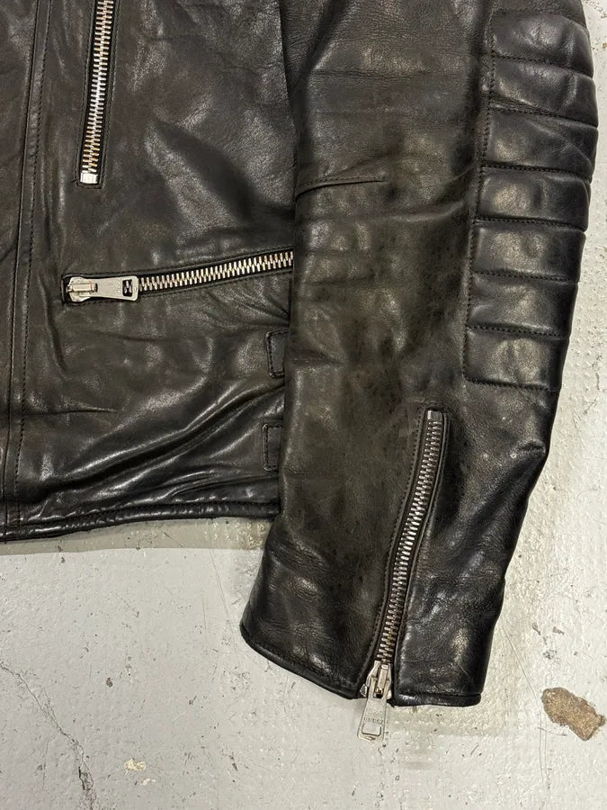 2000s Gucci Brown Asymmetrical Zip Biker Leather Jacket UmWZvuM 7