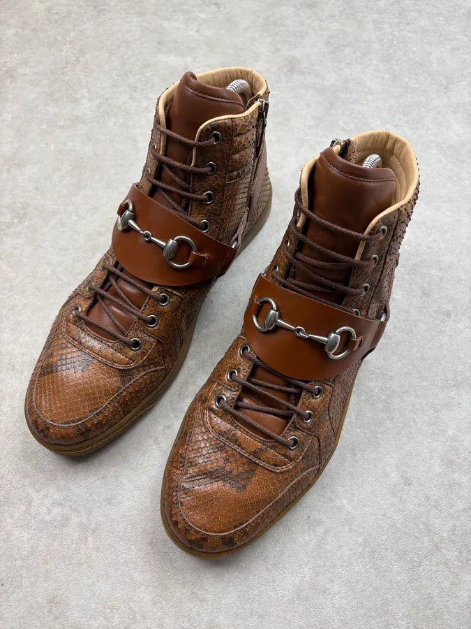 Gucci Brown Python Leather Horsebit Sneakers bNrbxel 2