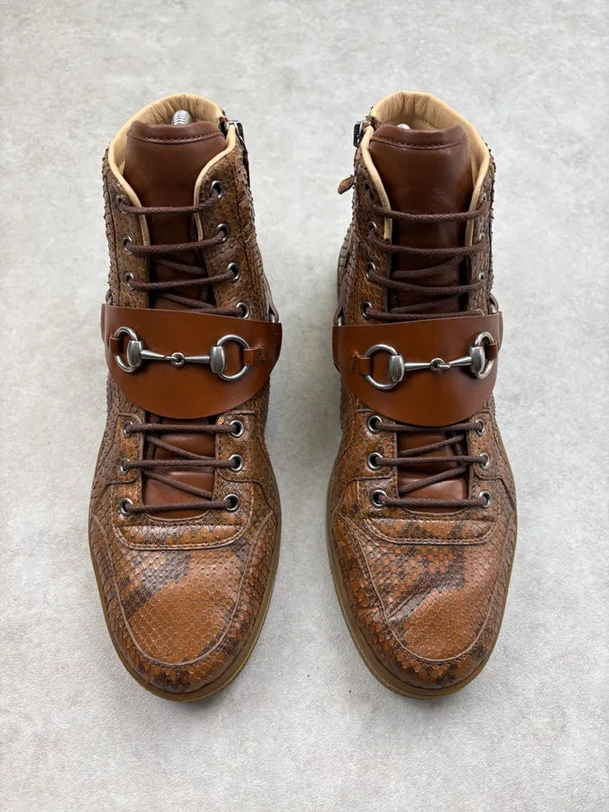 Gucci Brown Python Leather Horsebit Sneakers bNrbxel 1