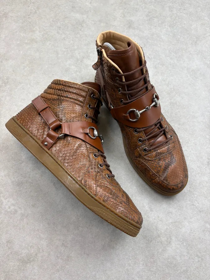 Gucci Brown Python Leather Horsebit Sneakers bNrbxel 4