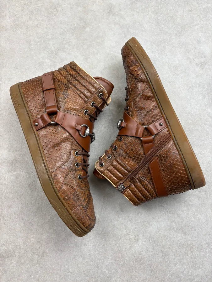 Gucci Brown Python Leather Horsebit Sneakers bNrbxel 5