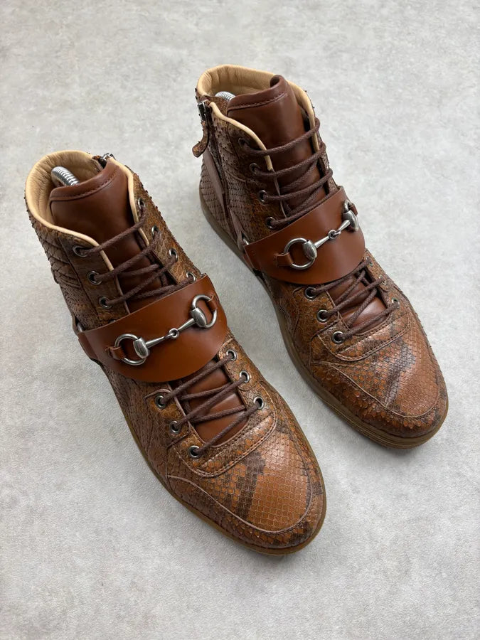 Gucci Brown Python Leather Horsebit Sneakers bNrbxel 3