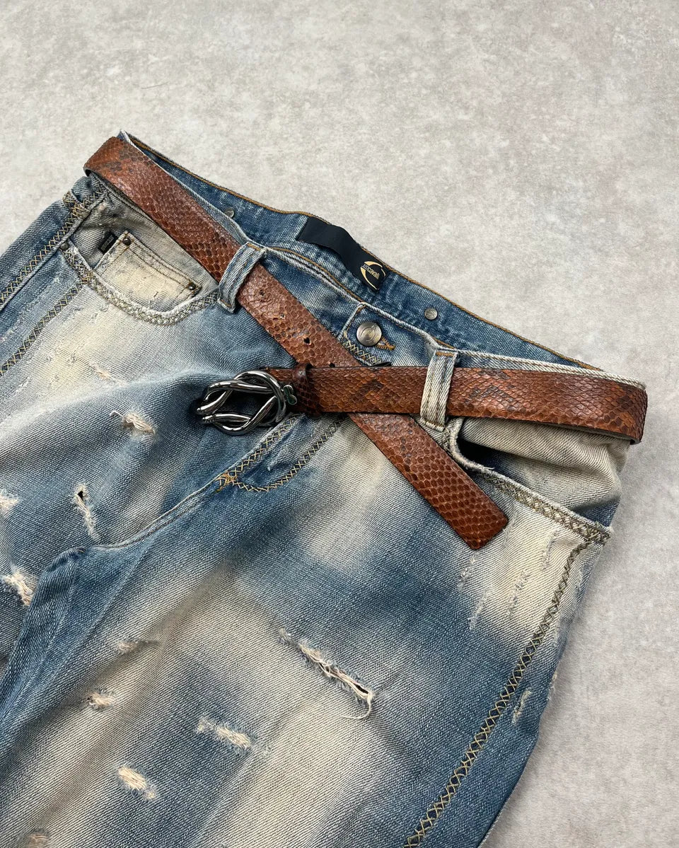 Gucci Brown Python Leather Logo Belt FFgvoGx 2