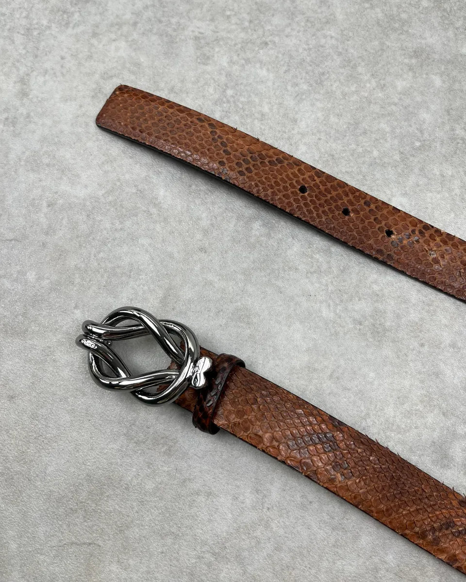 Gucci Brown Python Leather Logo Belt FFgvoGx 3