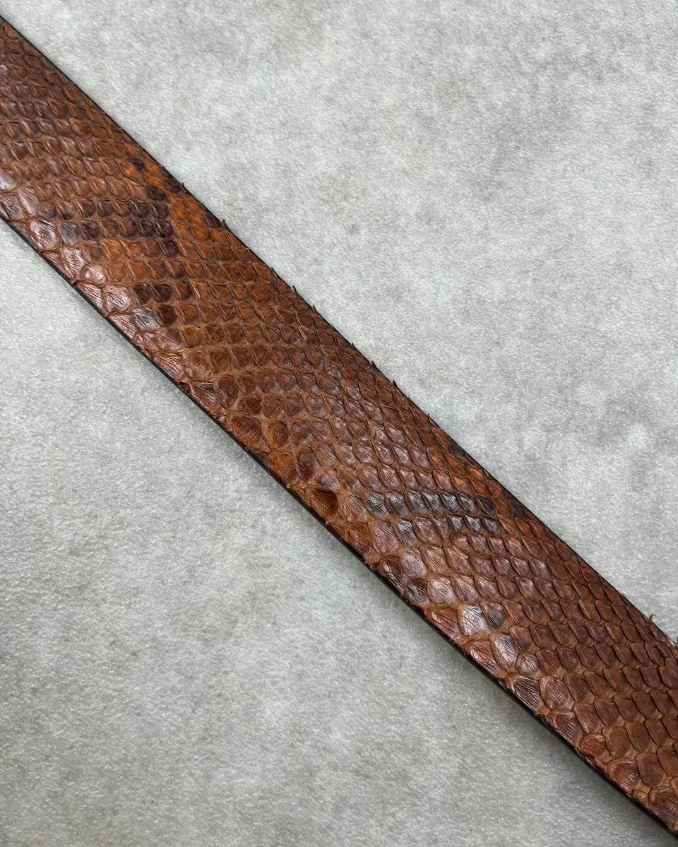 Gucci Brown Python Leather Logo Belt FFgvoGx 5