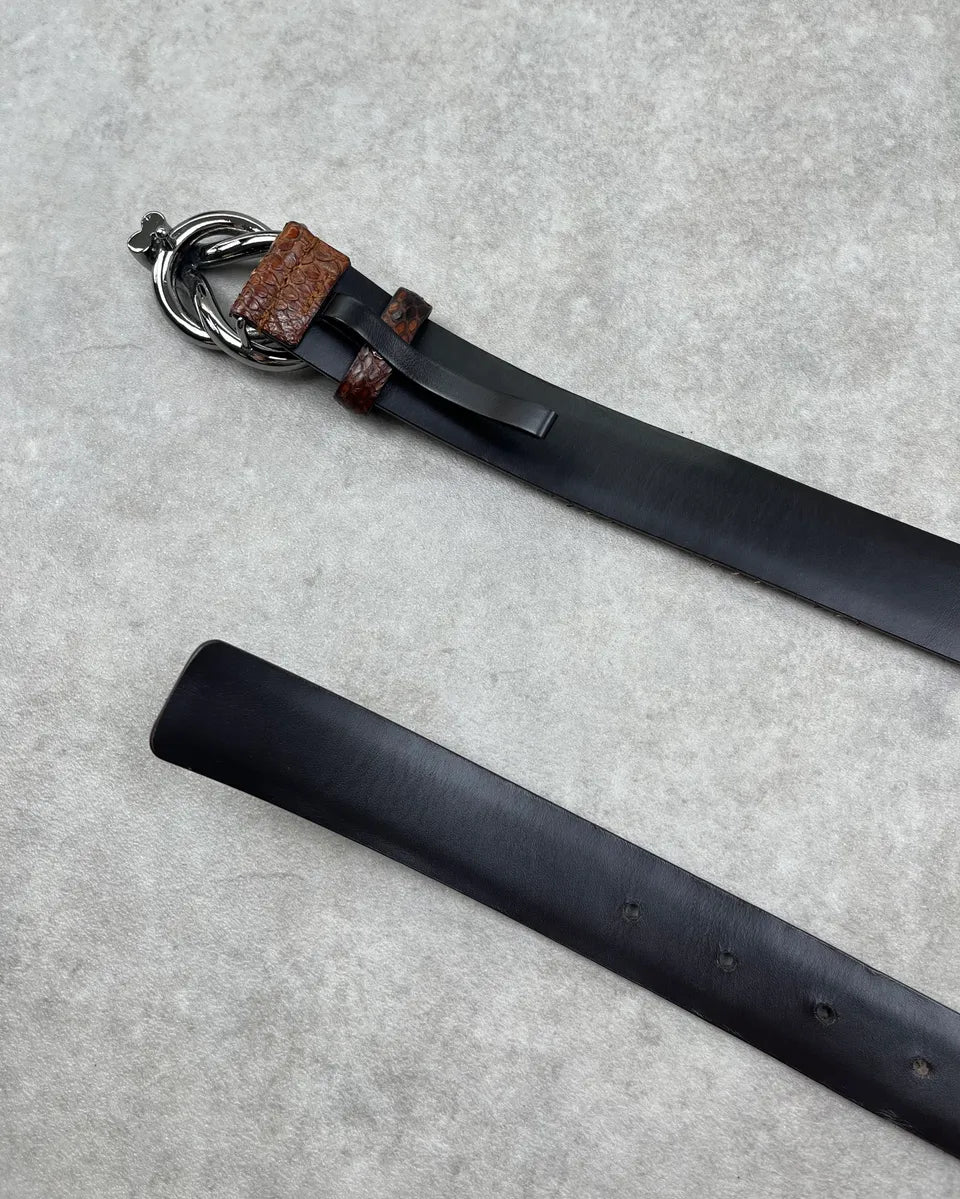 Gucci Brown Python Leather Logo Belt FFgvoGx 6