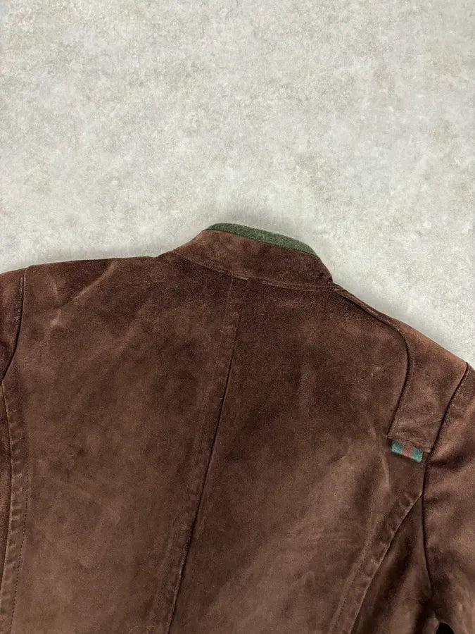 AW2007 Gucci Brown Suede Leather Asymmetrical Officer Perfecto Jacket TFPzEOQ 5