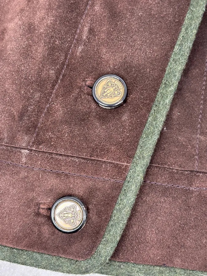 AW2007 Gucci Brown Suede Leather Asymmetrical Officer Perfecto Jacket TFPzEOQ 9