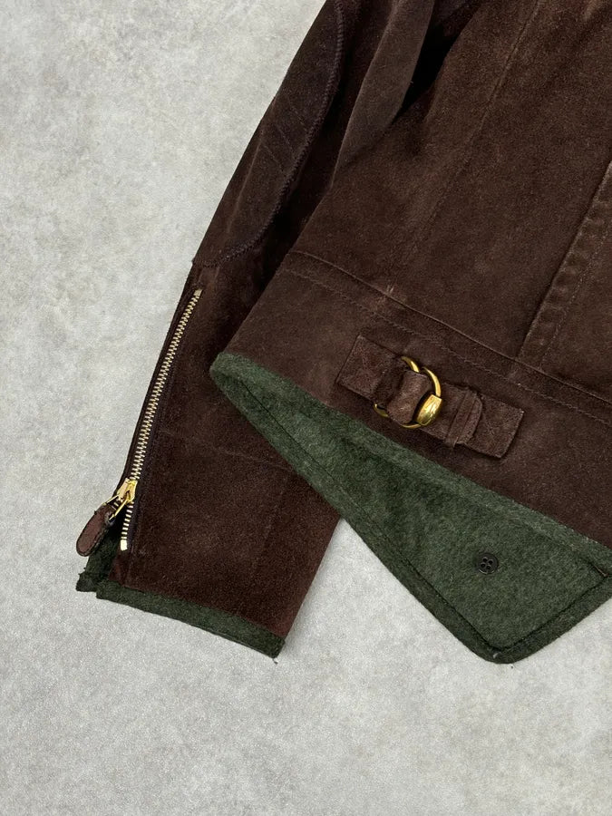 AW2007 Gucci Brown Suede Leather Asymmetrical Officer Perfecto Jacket TFPzEOQ 8