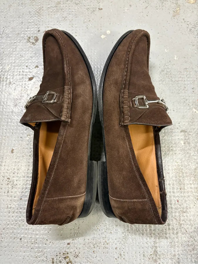 Gucci Brown Suede Horsebit Loafers XJcgkKt 4