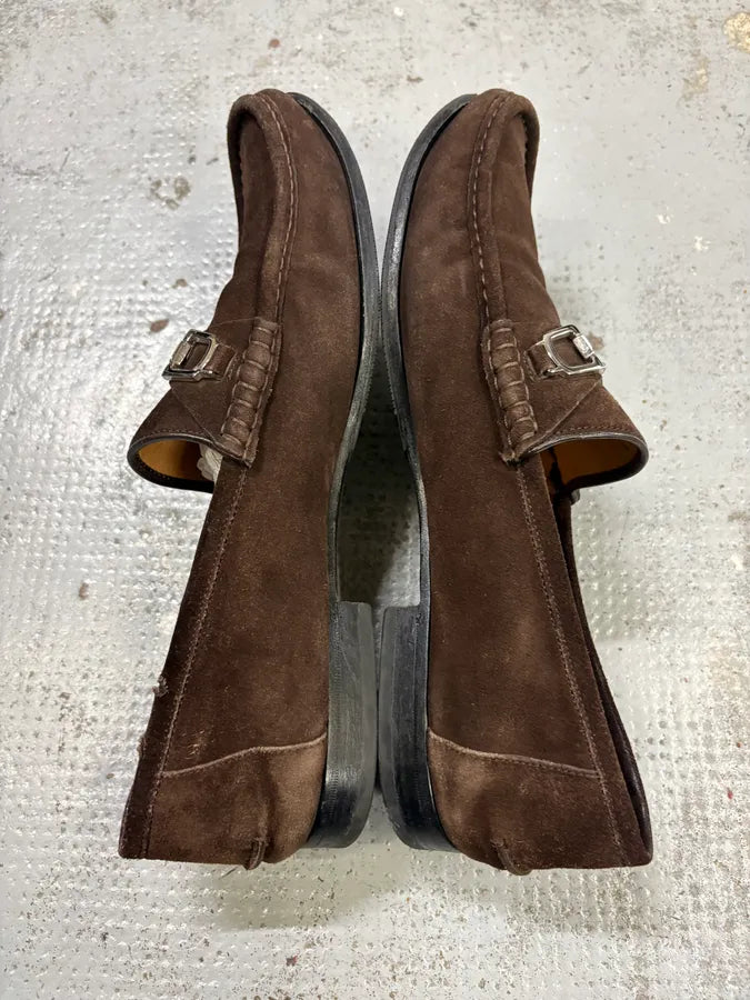 Gucci Brown Suede Horsebit Loafers XJcgkKt 3