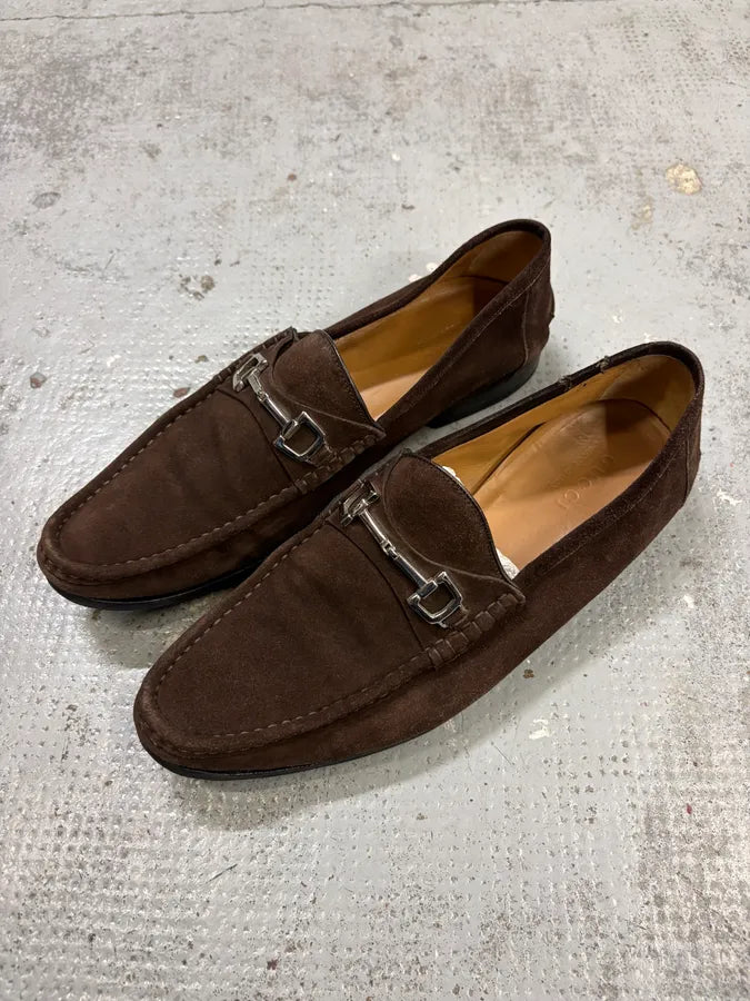 Gucci Brown Suede Horsebit Loafers XJcgkKt 2