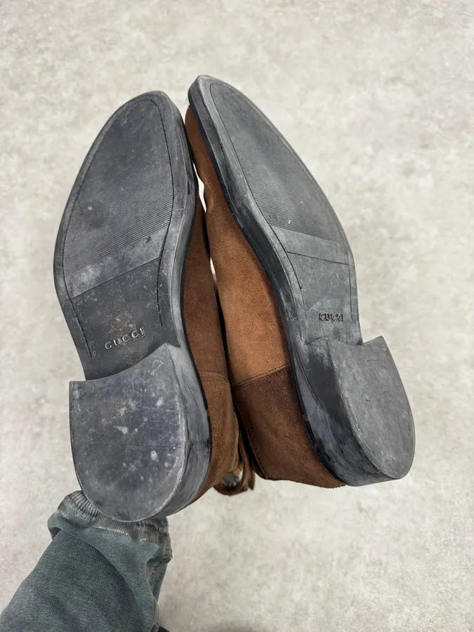 Gucci Brown Suede Leather Ankle Boots GSanyFe 7