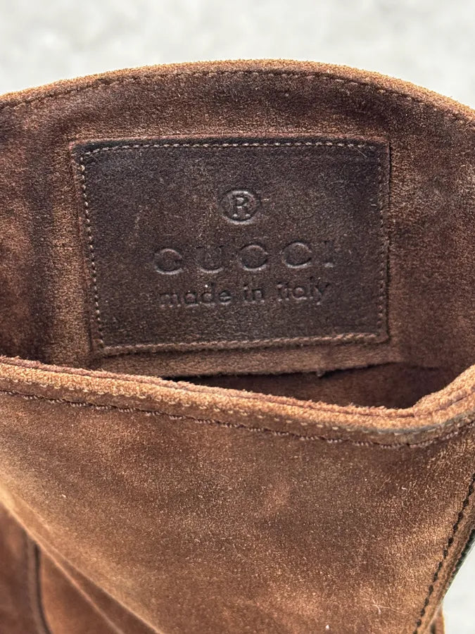 Gucci Brown Suede Leather Ankle Boots GSanyFe 8