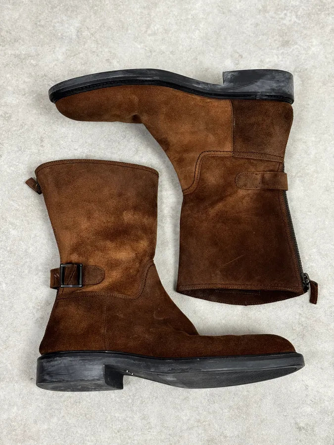 Gucci Brown Suede Leather Ankle Boots GSanyFe 1