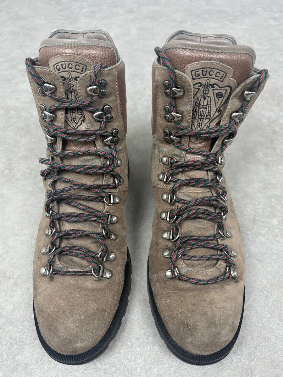 Gucci Beige Dark Suede Leather Boots IcKEWhF 1