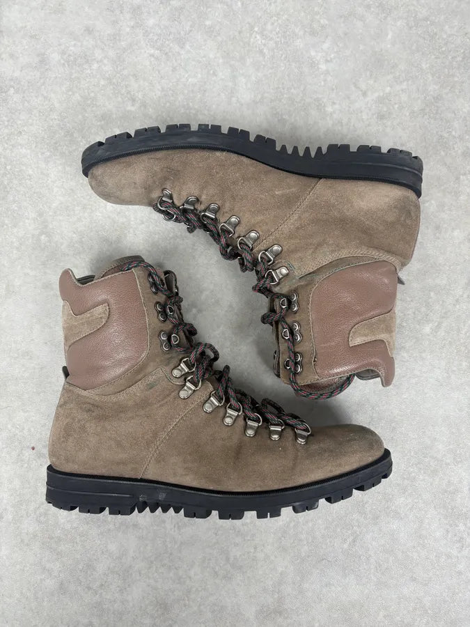 Gucci Beige Dark Suede Leather Boots IcKEWhF 4