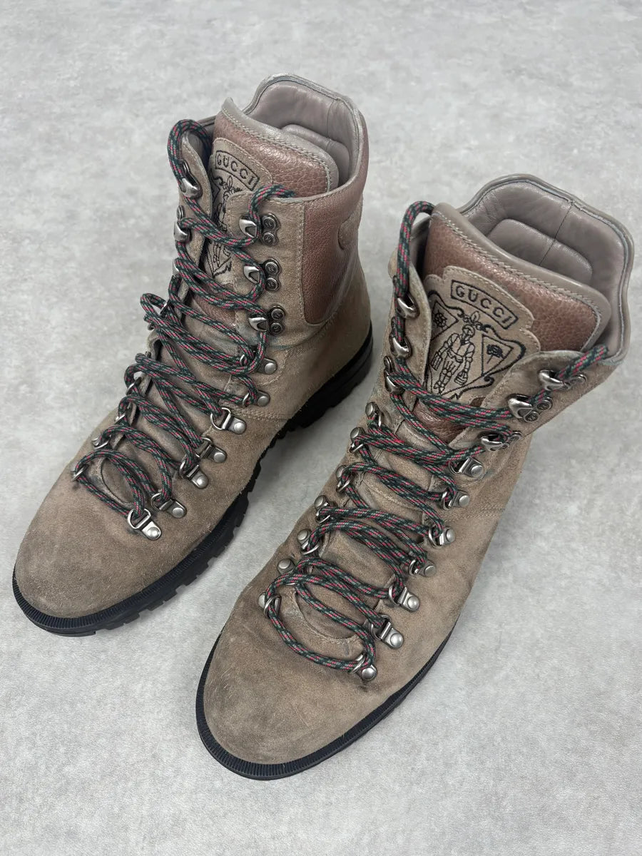 Gucci Beige Dark Suede Leather Boots IcKEWhF 2