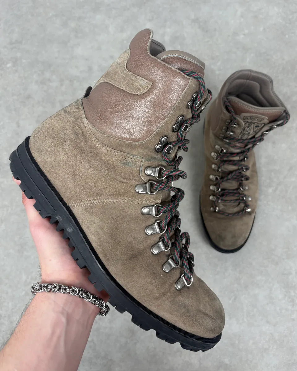 Gucci Beige Dark Suede Leather Boots IcKEWhF 0