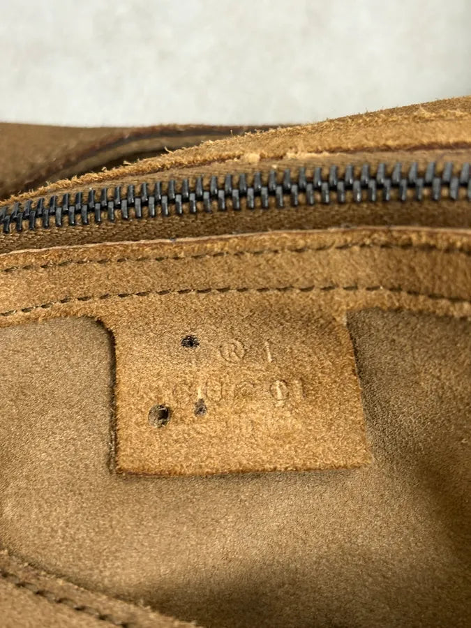 2000s Gucci Brown Gradient Suede Leather Handle Bag luMEmdK 9