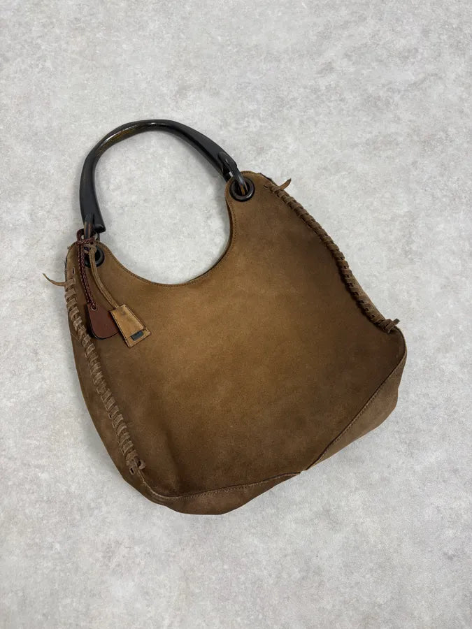 2000s Gucci Brown Gradient Suede Leather Handle Bag luMEmdK 3