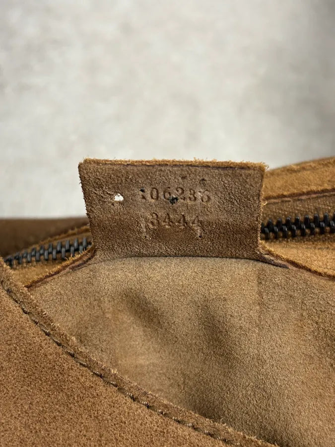 2000s Gucci Brown Gradient Suede Leather Handle Bag luMEmdK 10