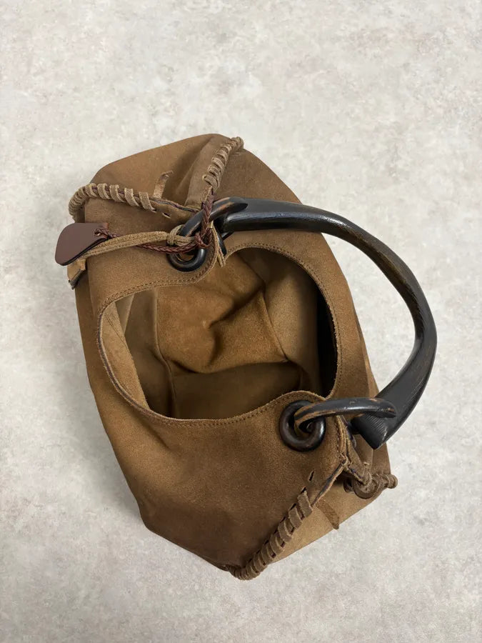 2000s Gucci Brown Gradient Suede Leather Handle Bag luMEmdK 6