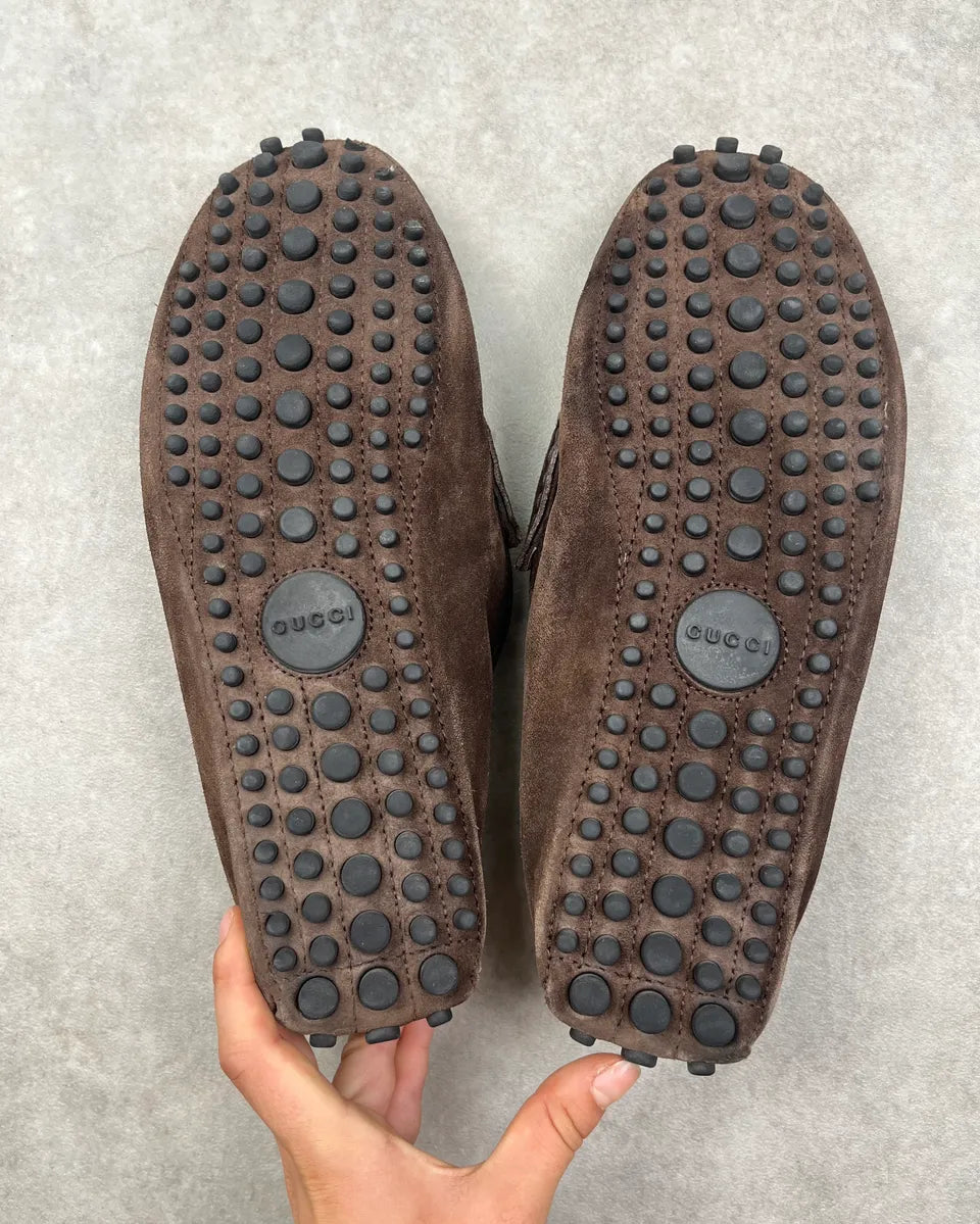 Gucci Brown Suede Leather Horsebit Loafers fuqhFXU 6