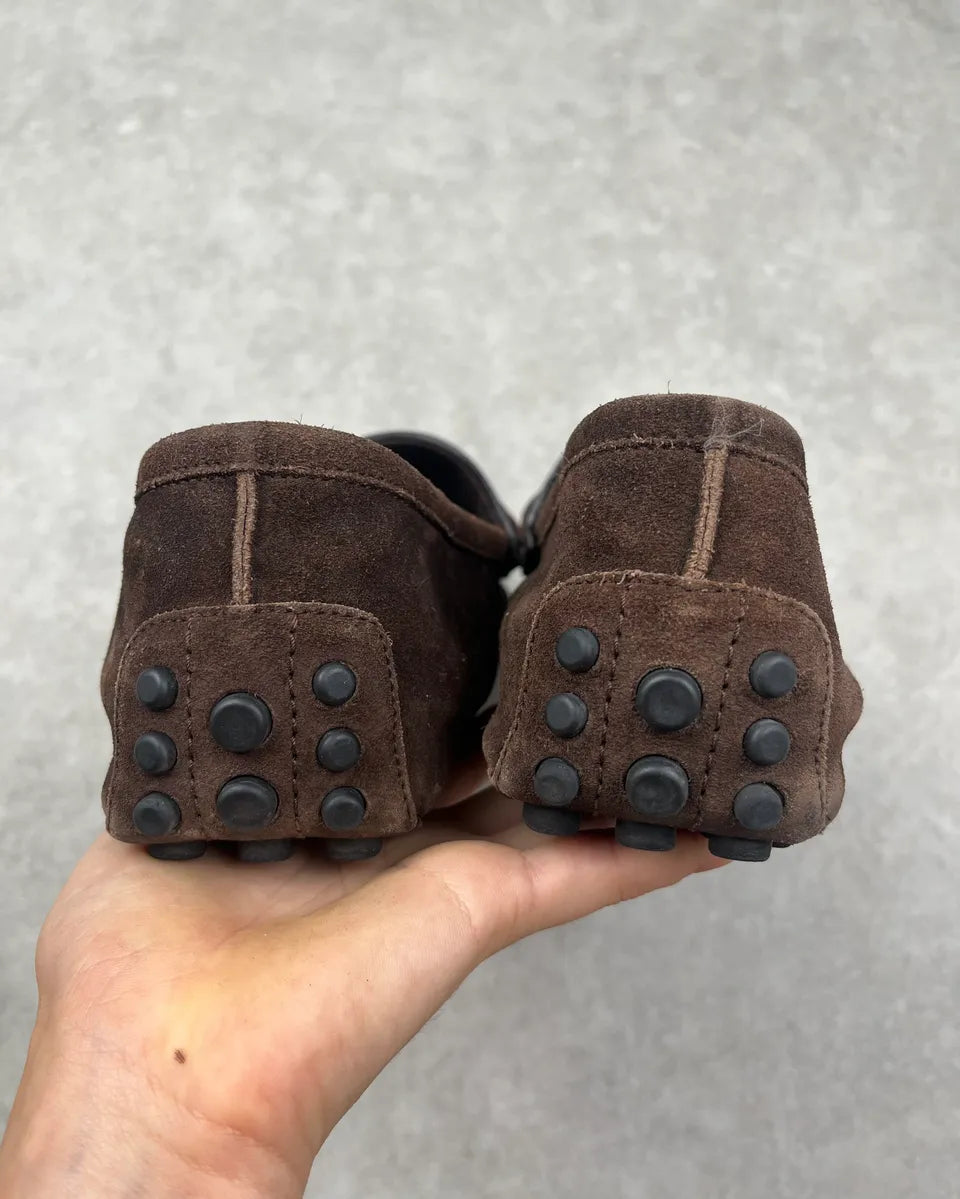 Gucci Brown Suede Leather Horsebit Loafers fuqhFXU 7